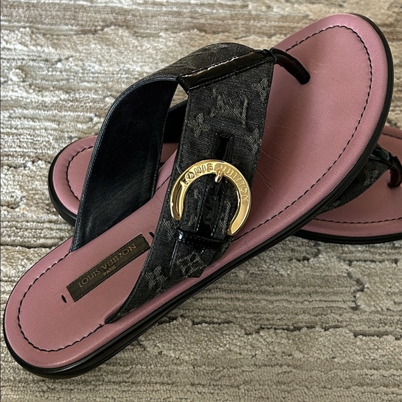 Authentic Louis Vuitton Denim Monogram Sandals - Picture 1 of 17